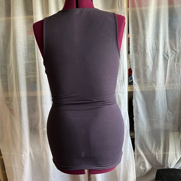 Ann Taylor sleeveless jersey blouse/ crossover tank with buttons.  Size medium. - Picture 2 of 7